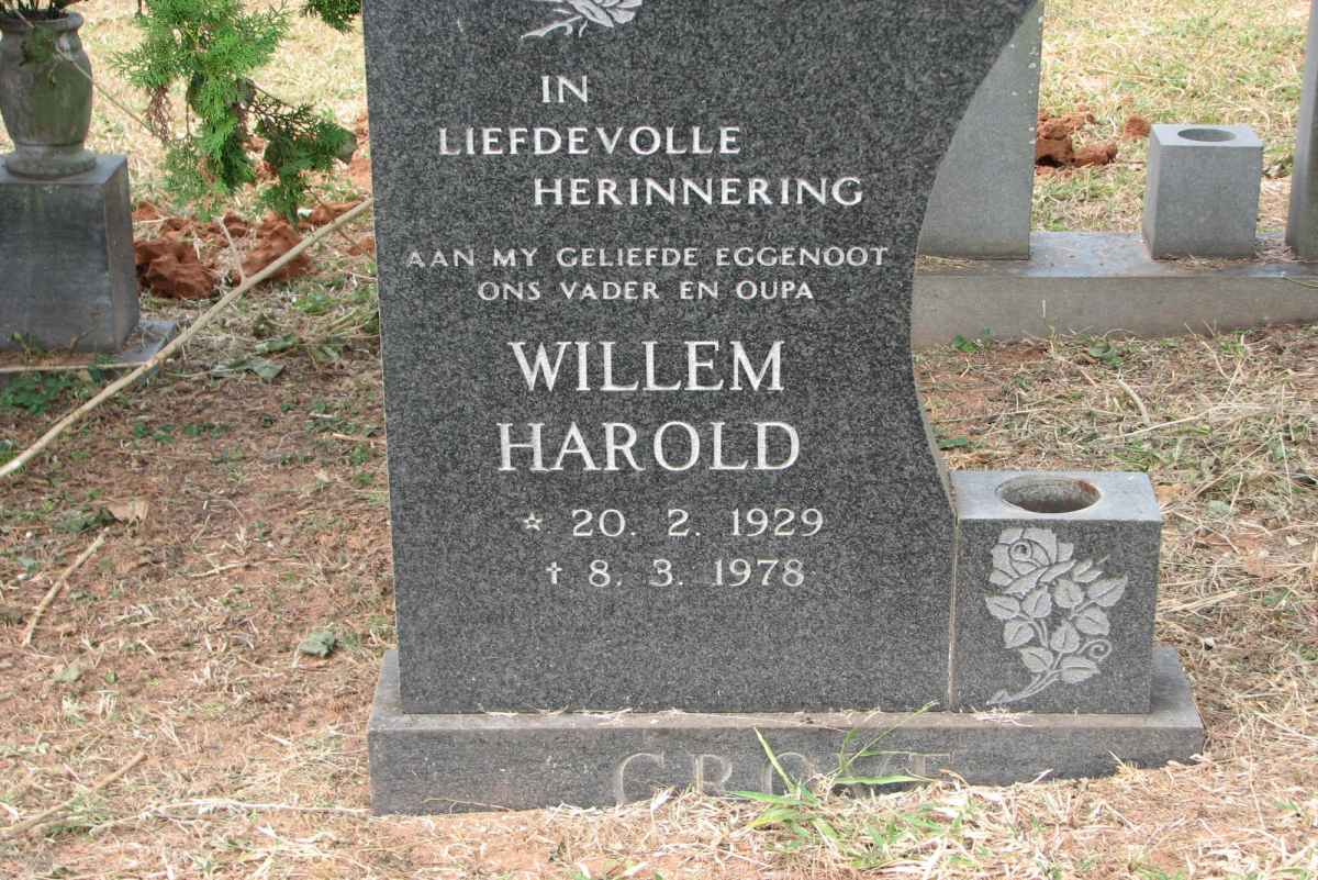 GROVE Willem Harold 1929-1978