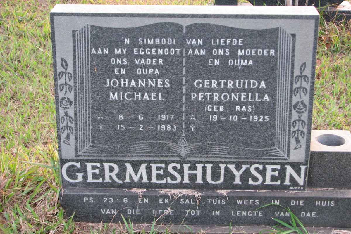 GERMESHUYSEN Johannes Michael 1917-1983 &amp; Gertruida Petronella RAS 1925-