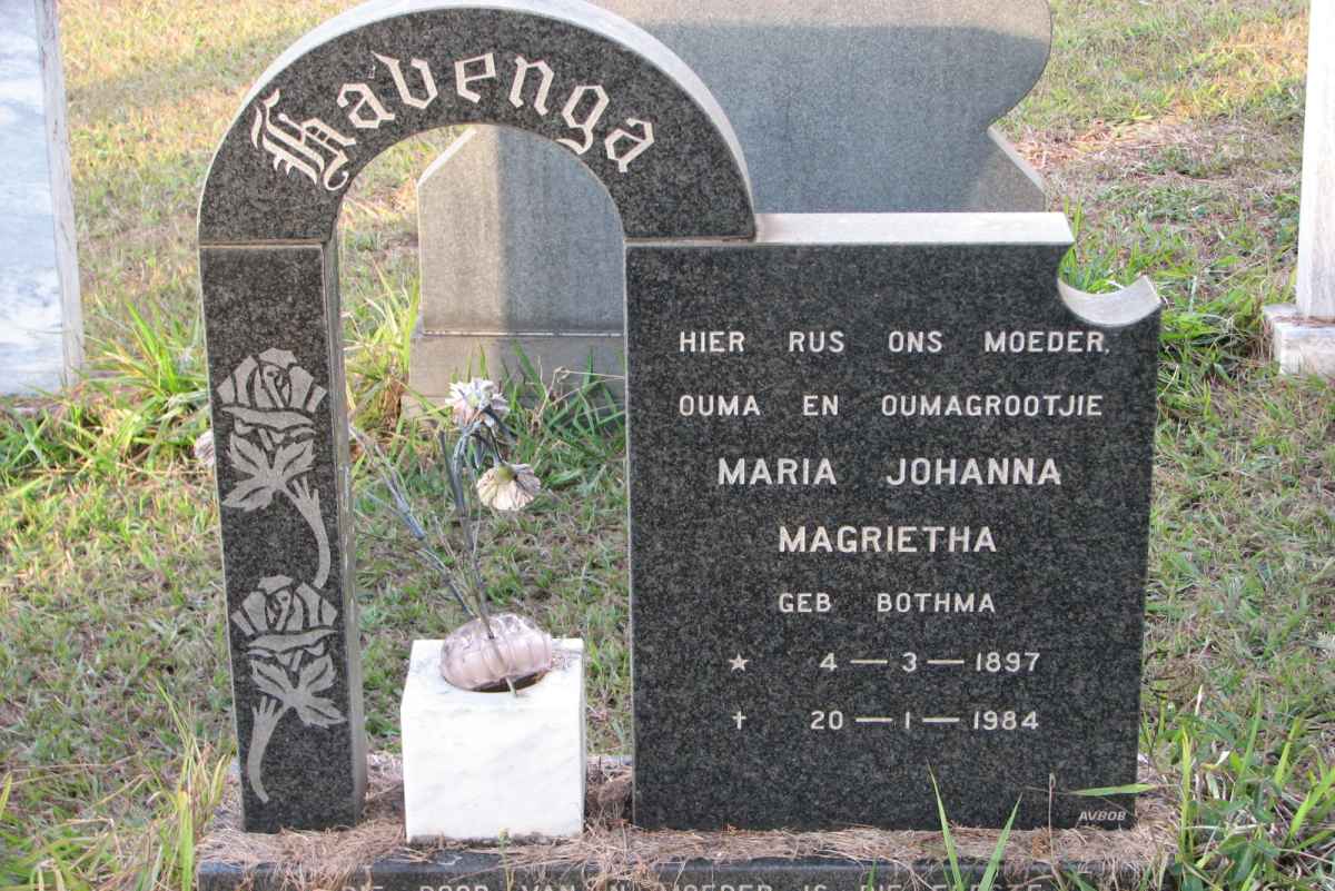 HAVENGA Maria Johanna Magrietha nee BOTHMA 1897-1984