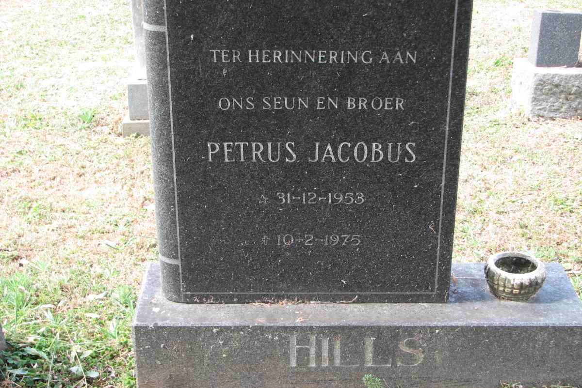 HILLS Petrus Jacobus 1953-1975