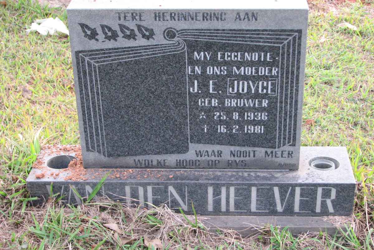 HEEVER  J.E., van den nee BRUWER 1936-1981