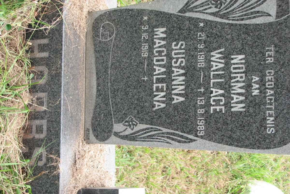 HOBBS Norman Wallace 1918-1989 &amp; Susanna Magdalena 1919-