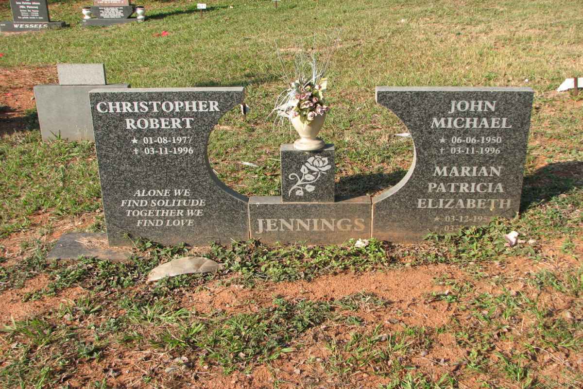 JENNINGS John Michael 1950-1996 &amp; Marian Patricia Elizabeth 195?-1996 :: JENNINGS Christopher Robert 1977-1996