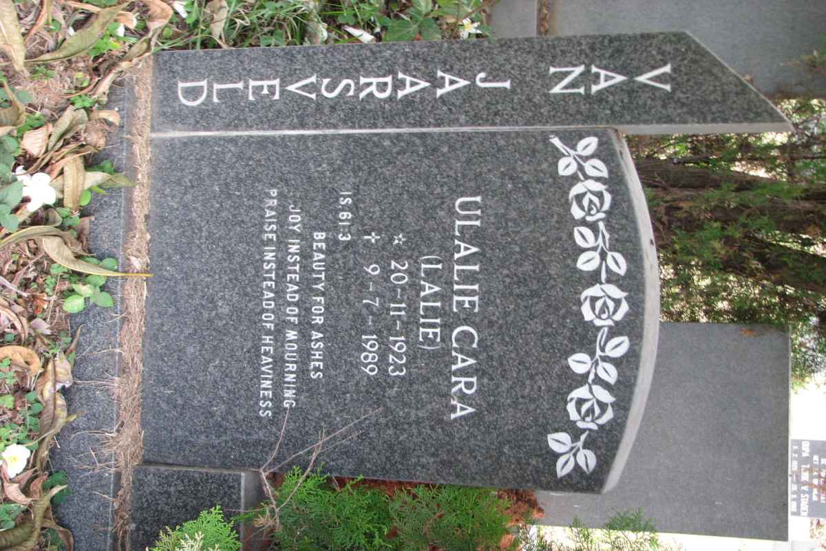 JAARSVELD Ulalie Cara, van 1923-1989