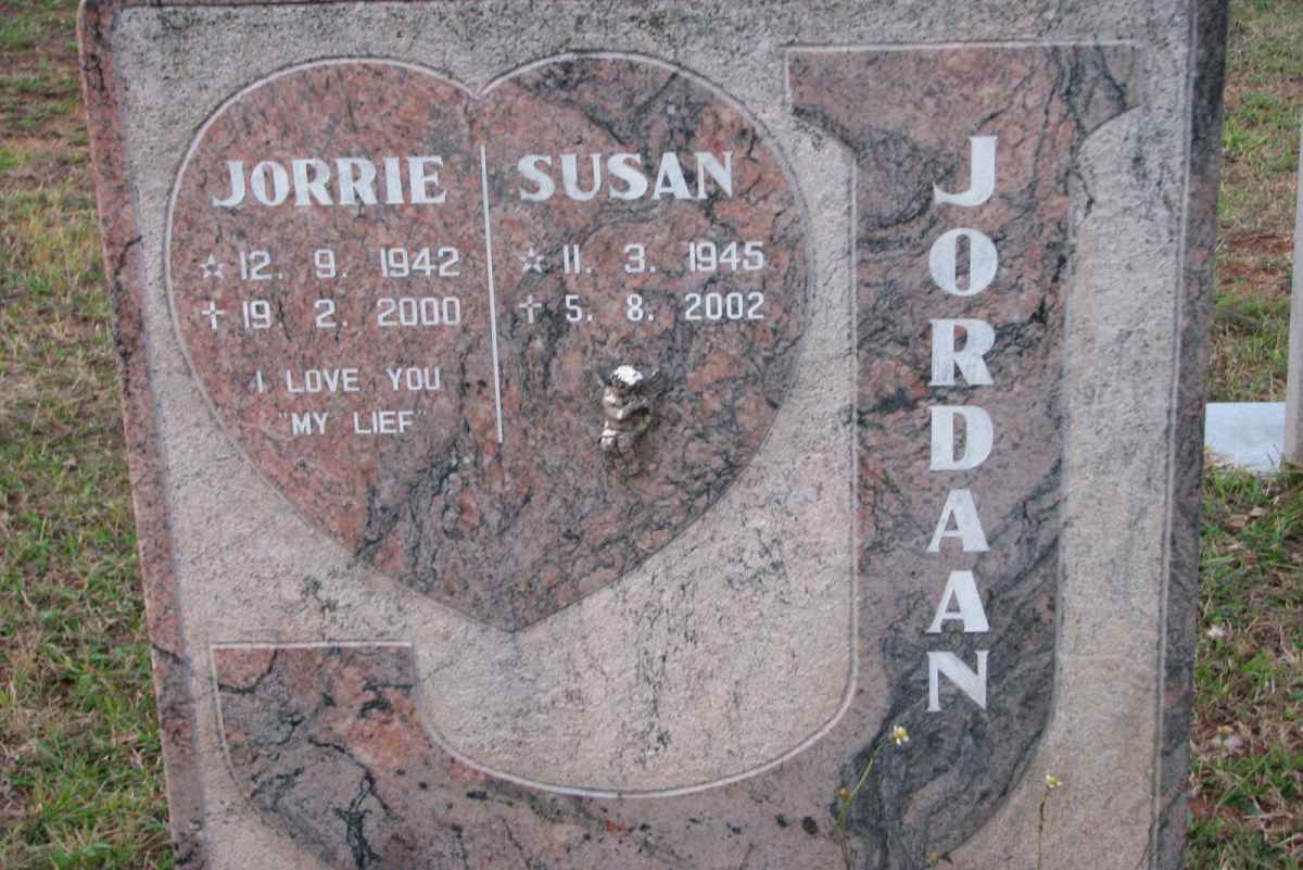 JORDAAN Jorrie 1942-2000 &amp; Susan 1945-2002