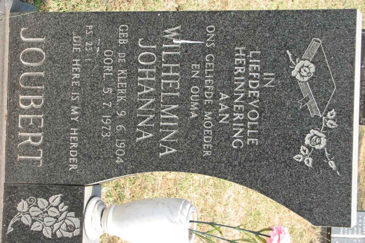 JOUBERT Wilhelmina Johanna nee DE KLERK 1904-1973