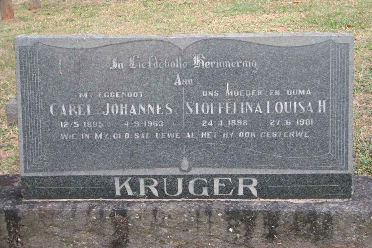 KRUGER Carel Johannes 1895-1963 &amp; Stoffelina Louisa H. 1898-1981