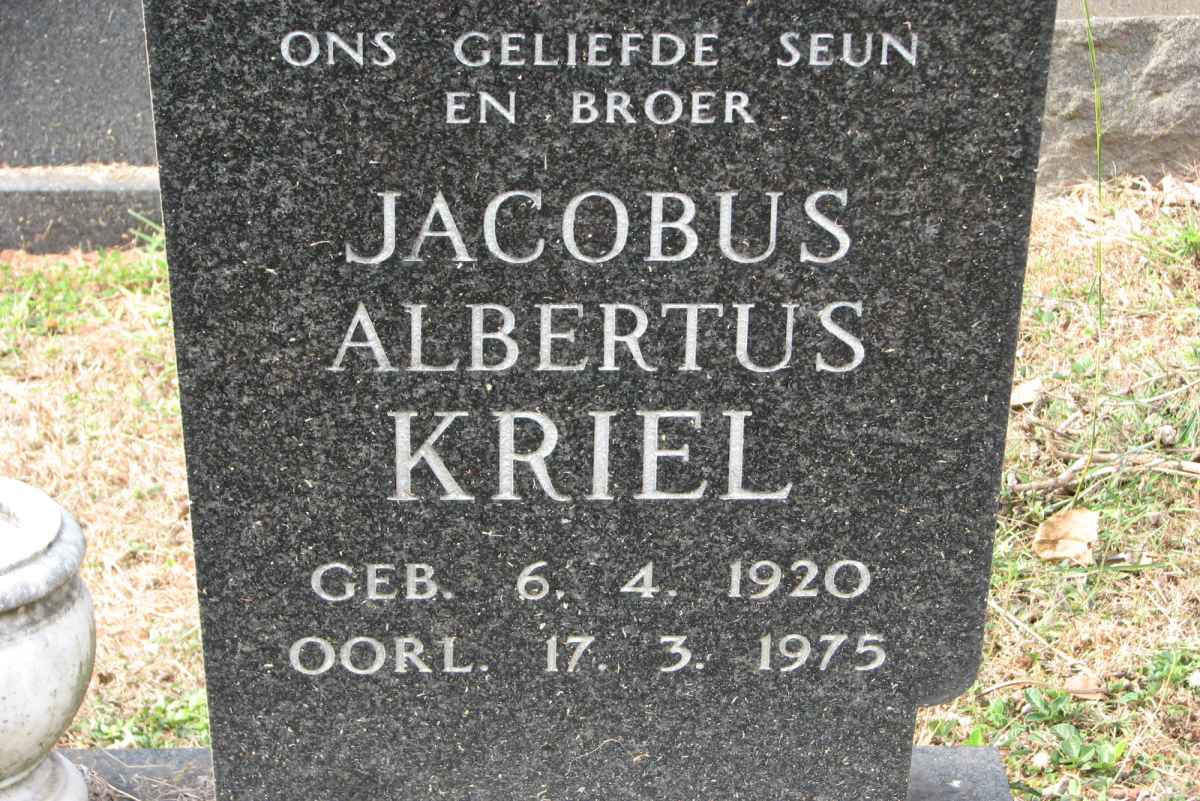 KRIEL Jacobus Albertus 1920-1975