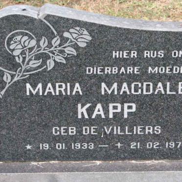 KAPP Maria Magdalena nee DE VILLIERS 1933-1979