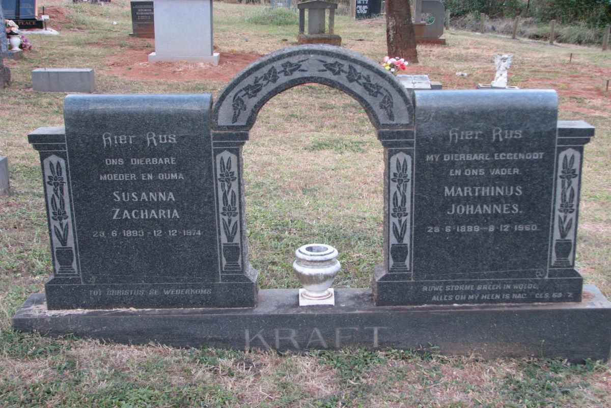 KRAFT Marthinus Johannes 1888-1960 &amp; Susanna Zacharia 1893-1974