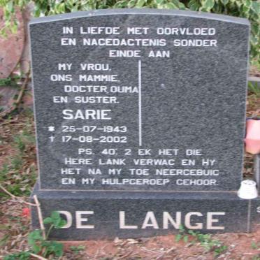 LANGE Sarie, de 1943-2002