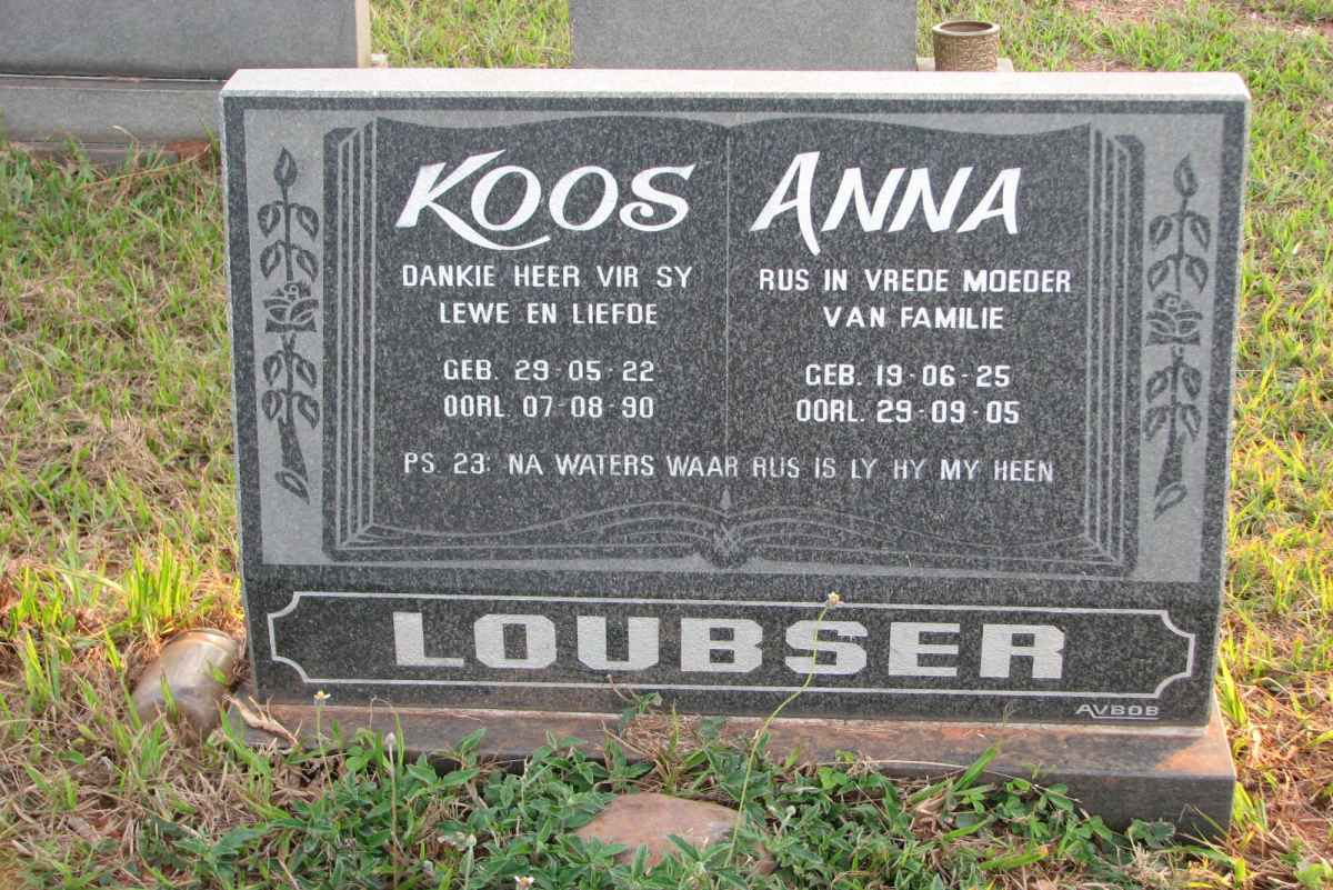 LOUBSER Koos 1922-1990 &amp; Anna 1925-2005