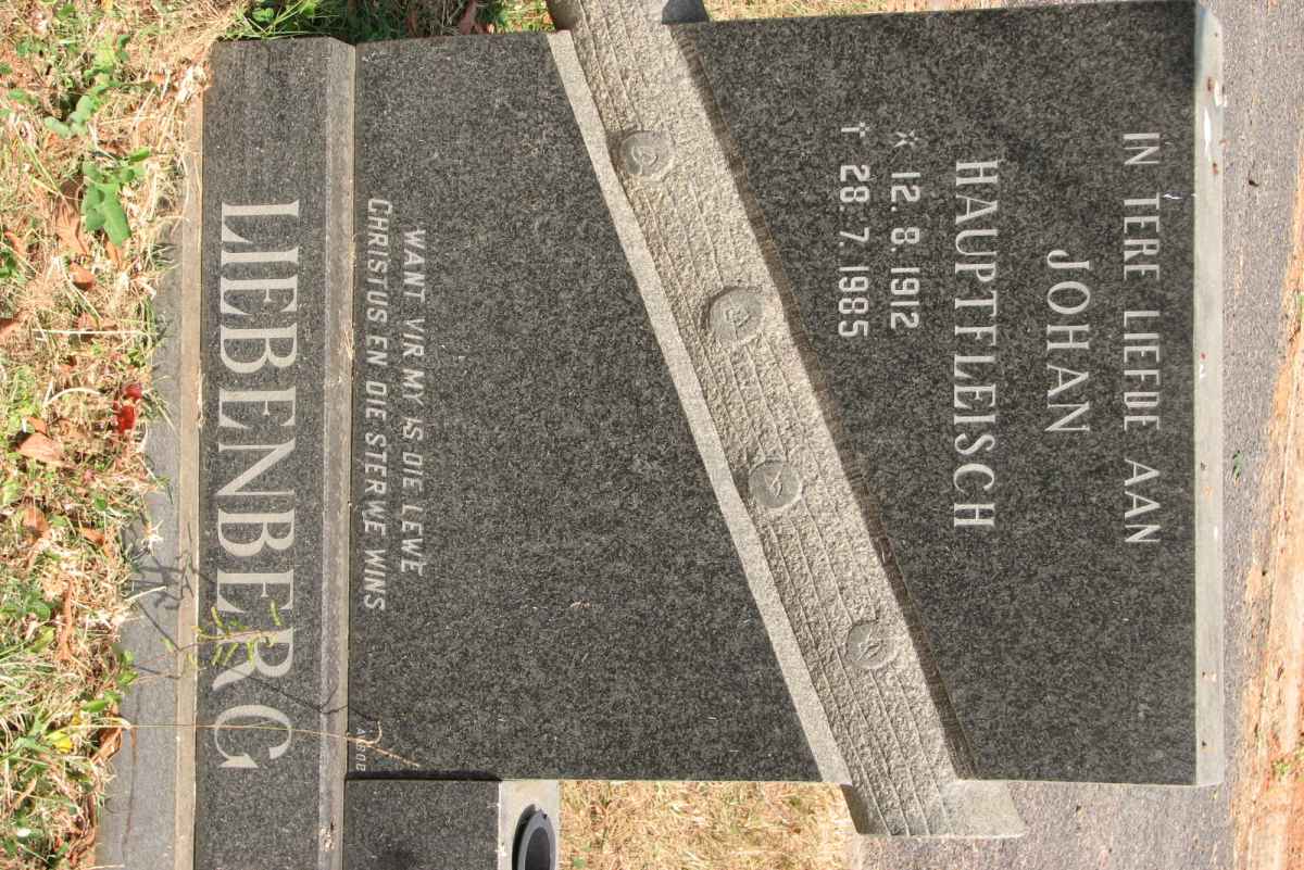 LIEBENBERG Johan Hauptfleisch 1912-1985