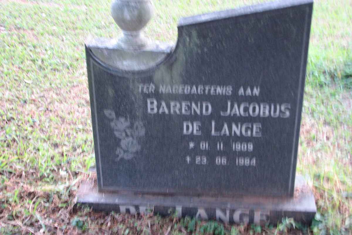 LANGE Barend Jacobus, de 1909-1984