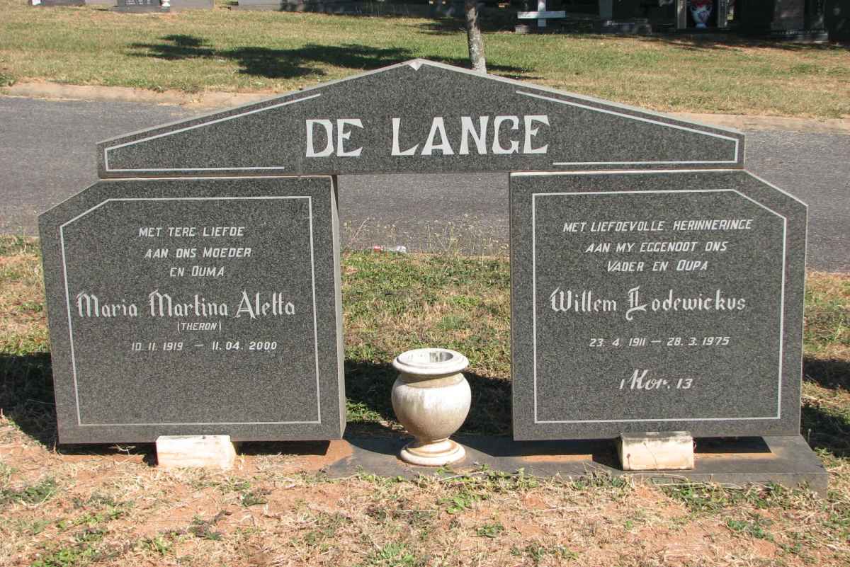 LANGE Willem Lodewickus, de 1911-1975 &amp; Maria Martina Aletta THERON 1919-2000
