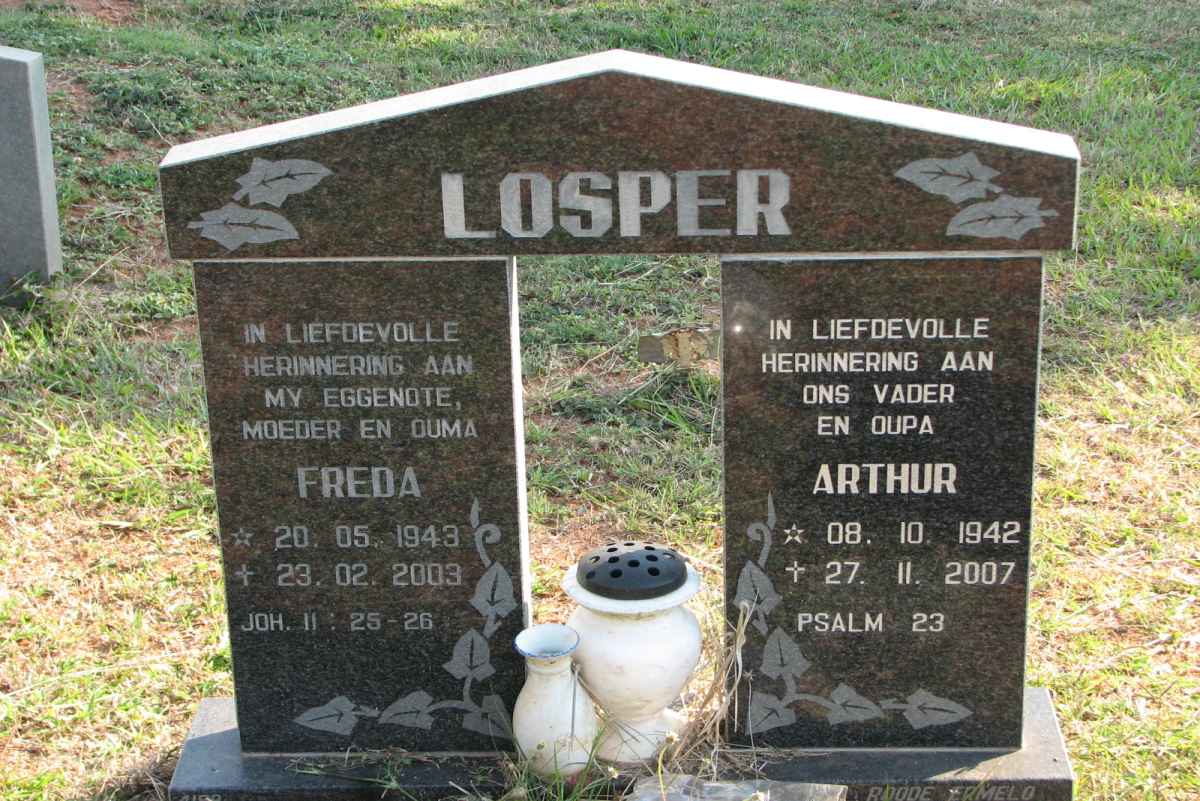 LOSPER Arthur 1942-2007 &amp; Freda 1943-2003