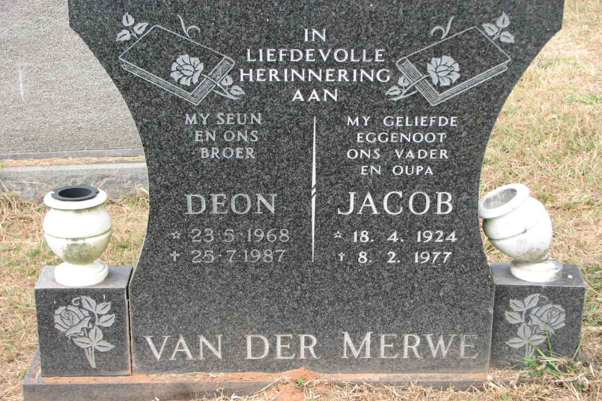 MERWE Jacob, van der 1924-1977 :: VAN DER MERWE Deon 1968-1987