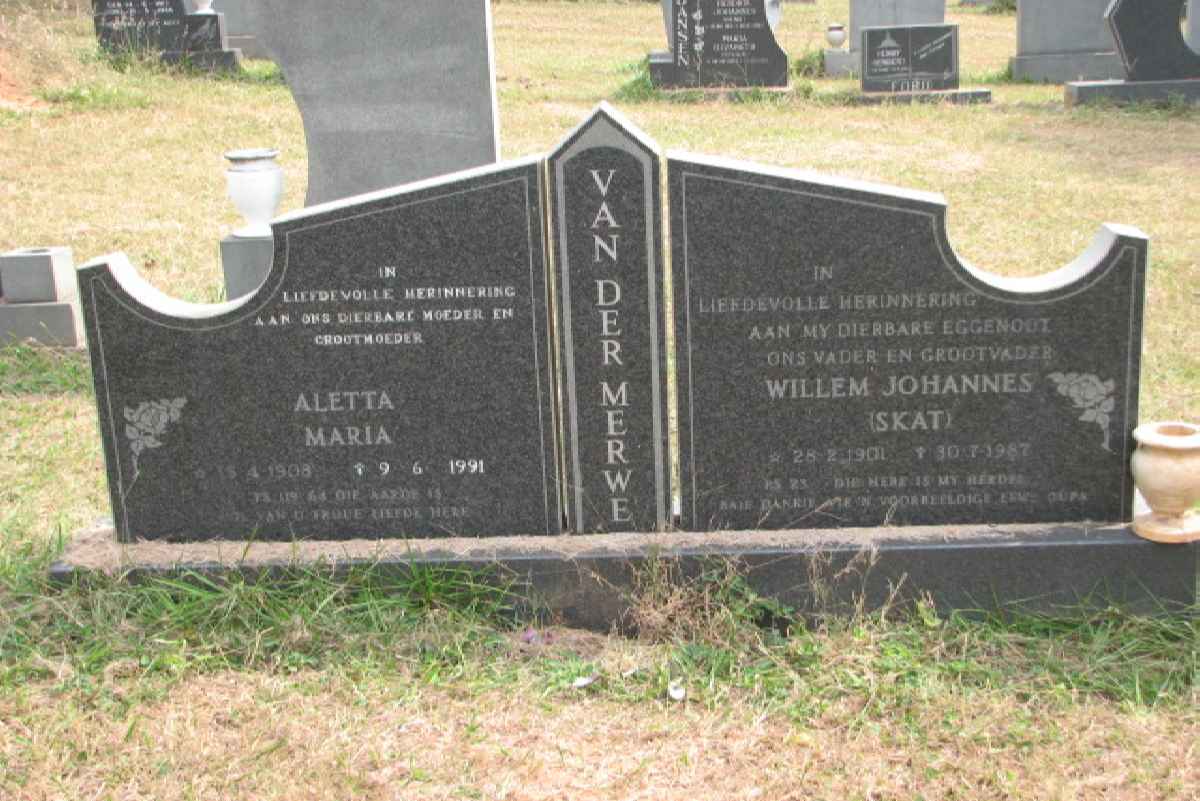 MERWE Willem Johannes, van der 1901-1987 &amp; Aletta Maria 1908-1991