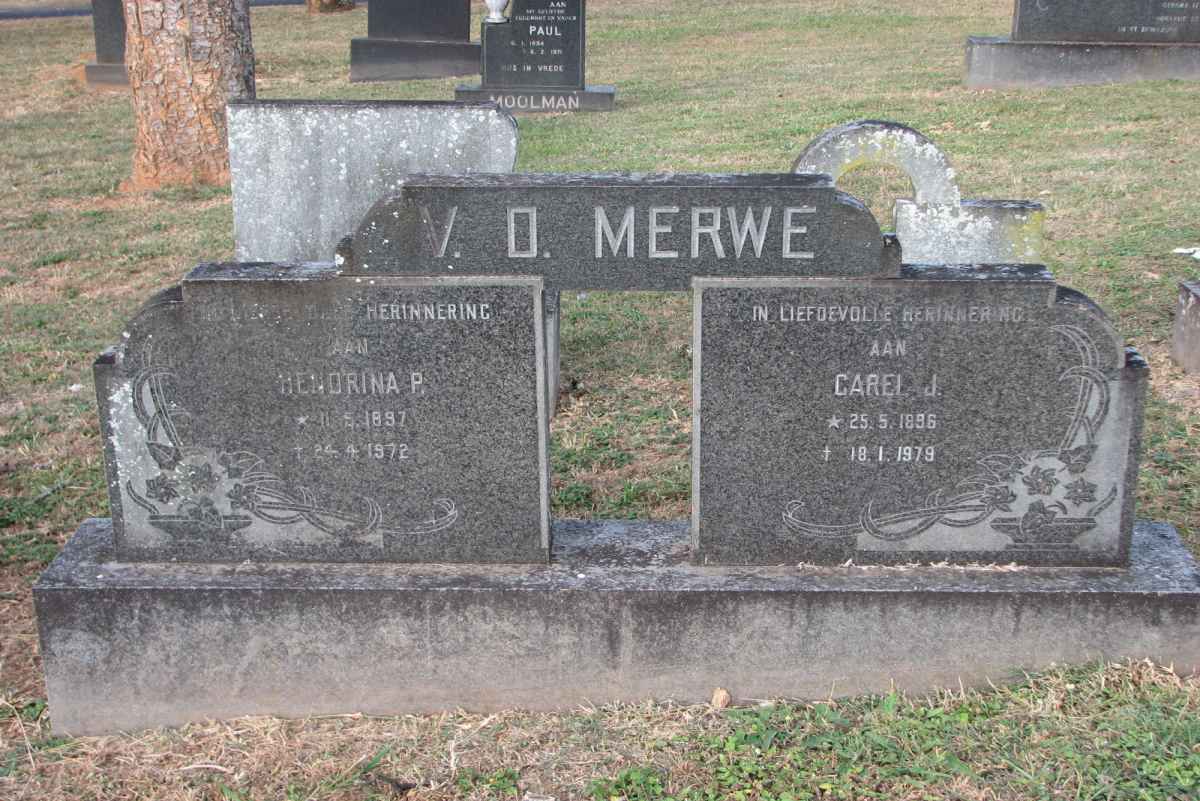 MERWE Carel J., v.d. 1896-1979 &amp; Hendrina P. 1897-1972