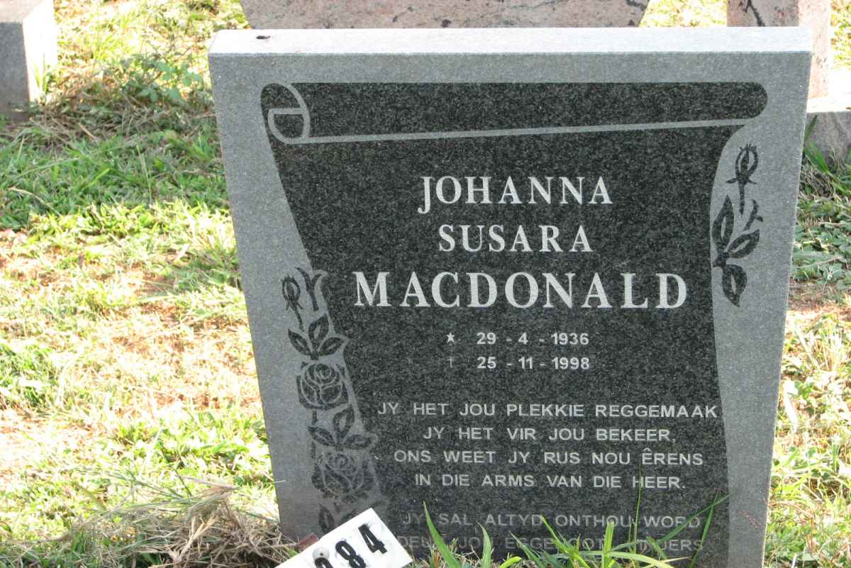 MACDONALD Johanna Susara 1936-1998