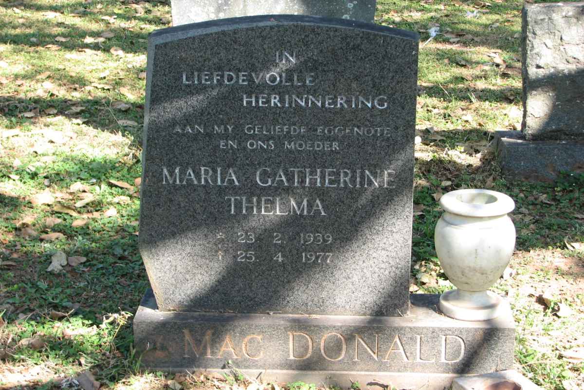 MACDONALD Maria Catherine Thelma 1939-1977
