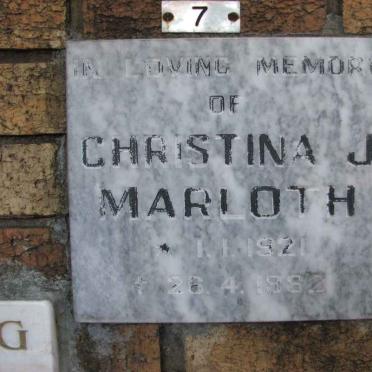 MARLOTH Christina J. 1921-1982