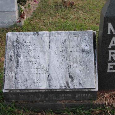 MARÉ Frederik Petrus Van Rheede van Oudtshoorn 1931-1981 &amp; Martha Catharina Joachomina 