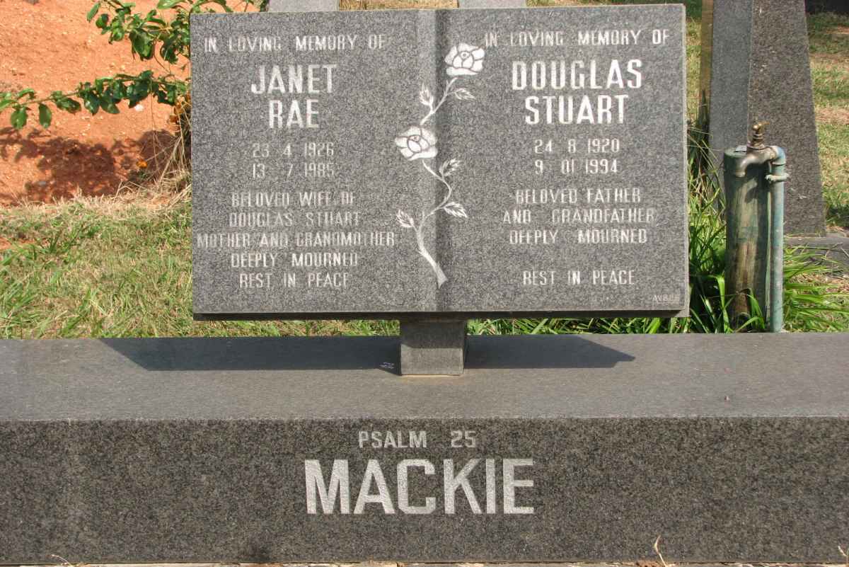 MACKIE Douglas Stuart 1920-1994 &amp; Janet Rae 1926-1985