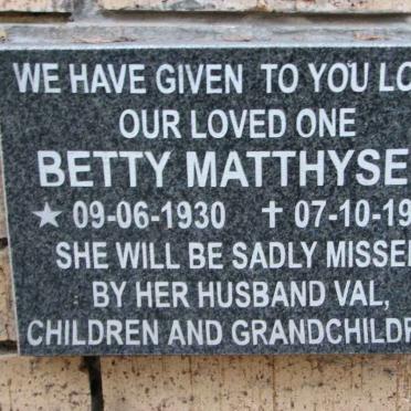 MATTHYSEN Betty 1930-1999