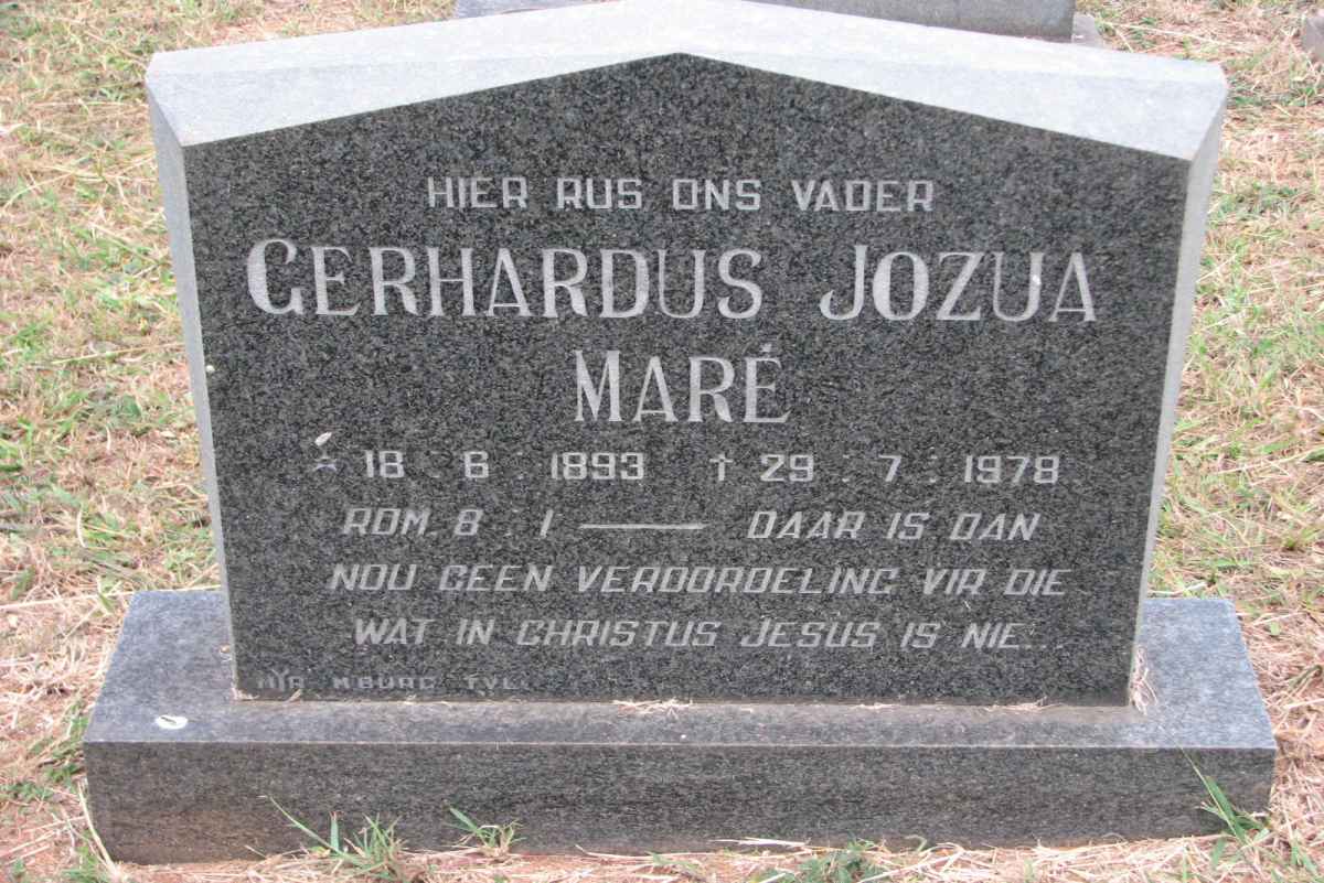 MARÉ Gerhardus Jozua 1893-1978