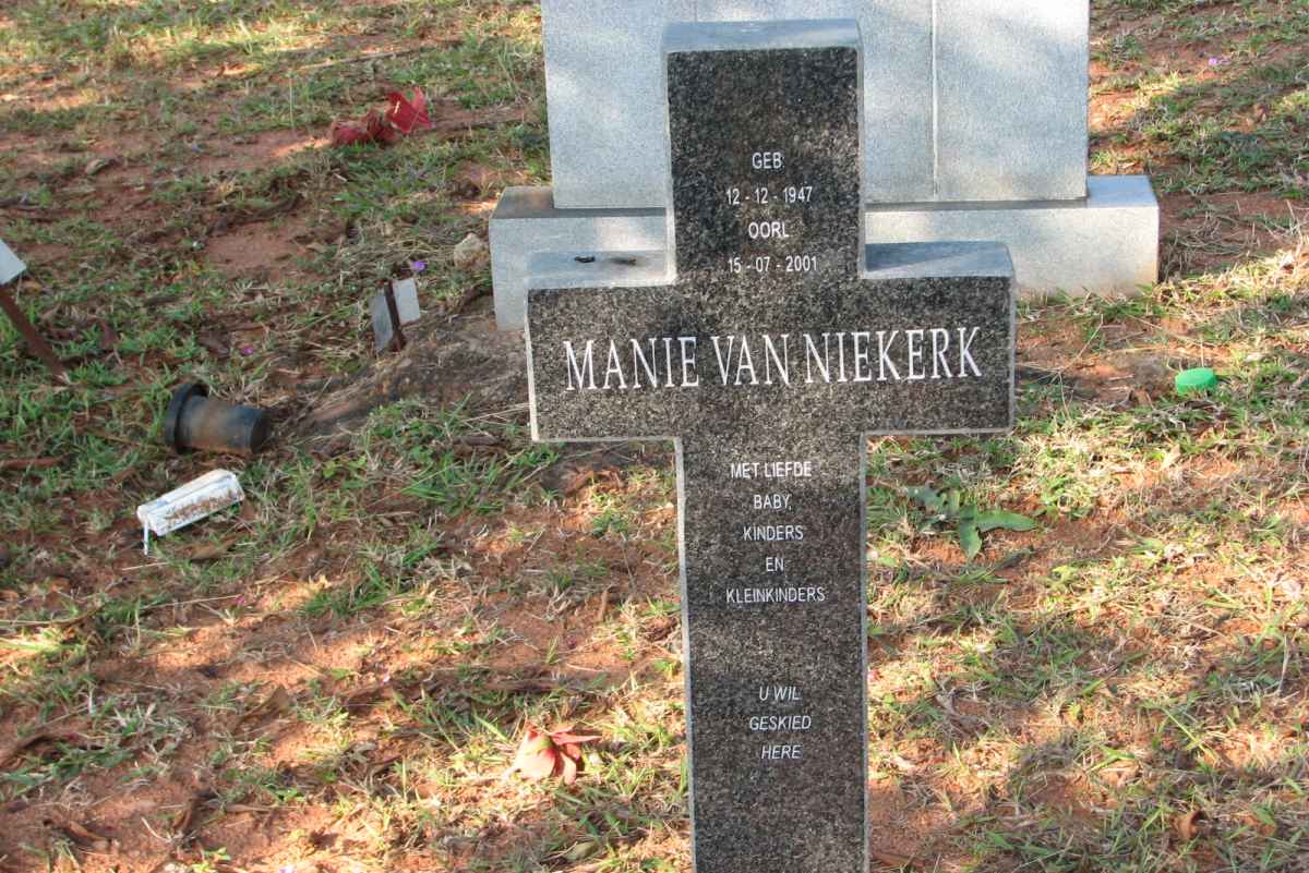 NIEKERK Manie, van 1947-2001