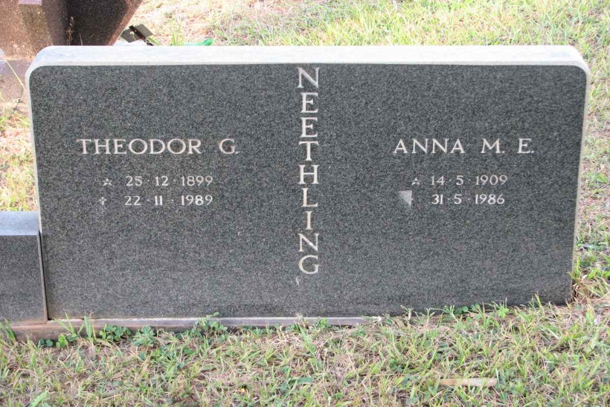 NEETHLING Theodor G. 1899-1989 &amp; Anna M.E. 1909-1986