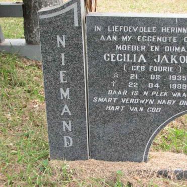 NIEMAND Cecilia Jakomina nee FOURIE 1935-1989