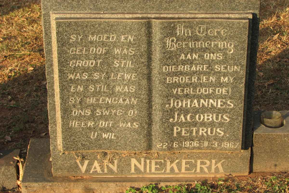 NIEKERK Johannes Jacobus Petrus, van 1936-1967