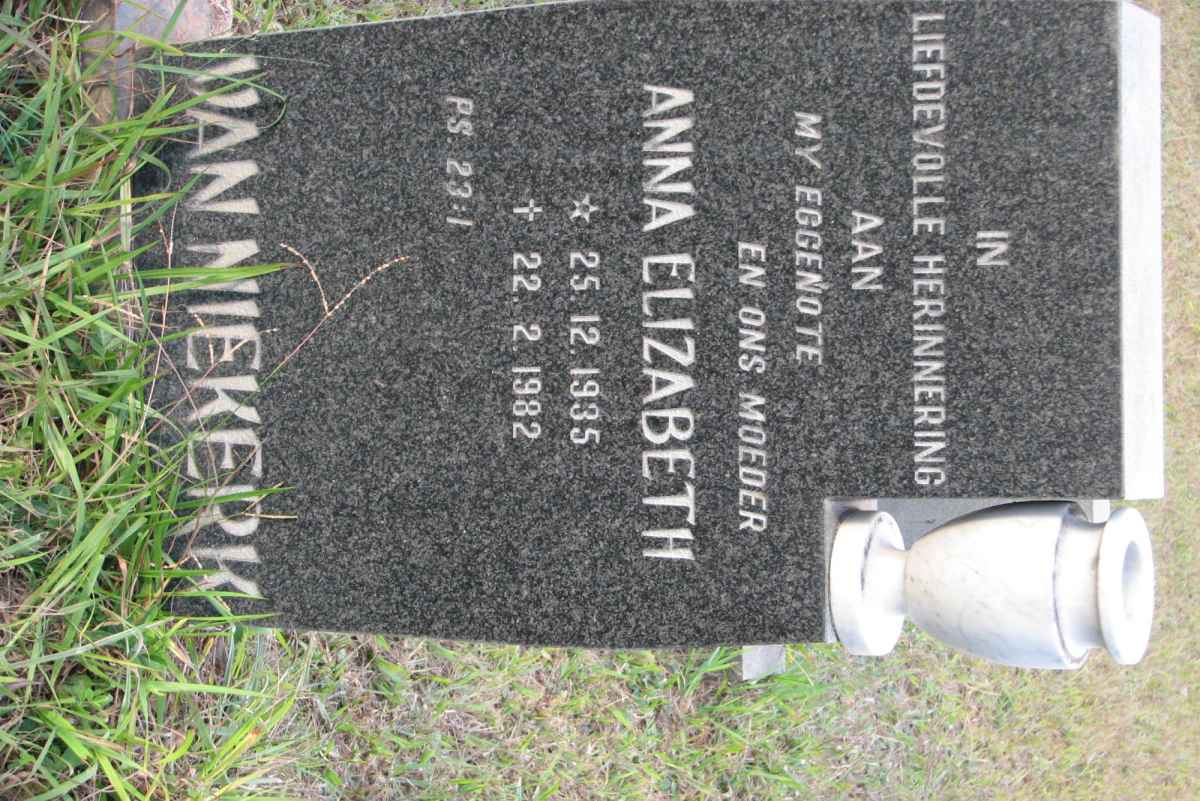 NIEKERK Anna Elizabeth, van 1935-1982