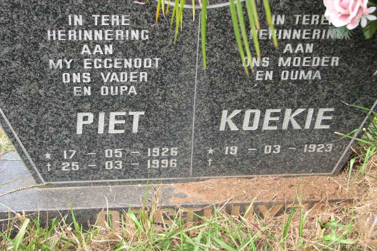 OOSTHUYZEN Piet 1926-1996 &amp; Koekie 1923-