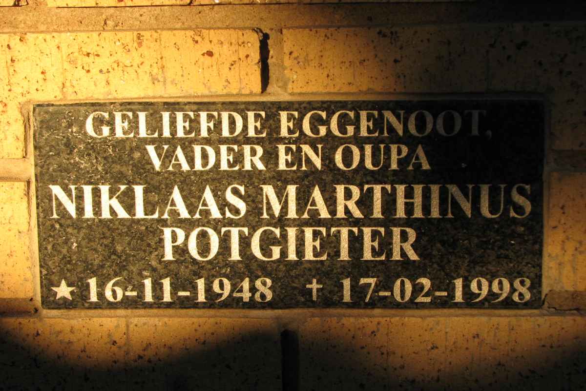 POTGIETER Niklaas Marthinus 1948-1998