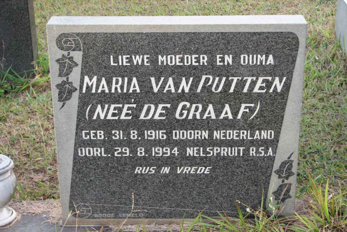 PUTTEN Maria, van nee DE GRAAF 1916-1994