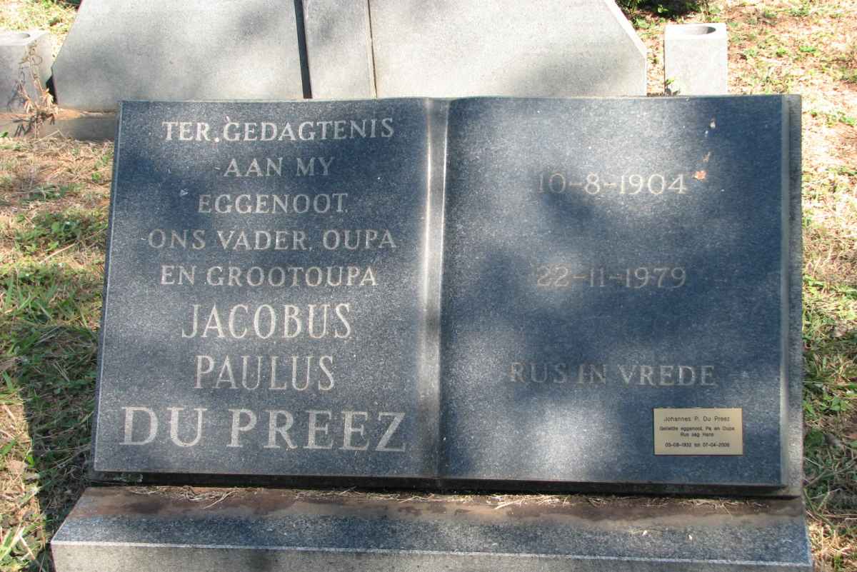 PREEZ Jacobus Paulus, du 1904-1979