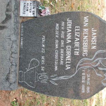 RENSBURG Elizabeth Johanna Cornelia, Jansen van 1915-1989