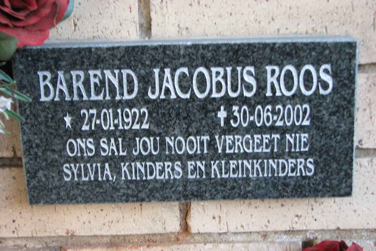 ROOS Barend Jacobus 1922-2002