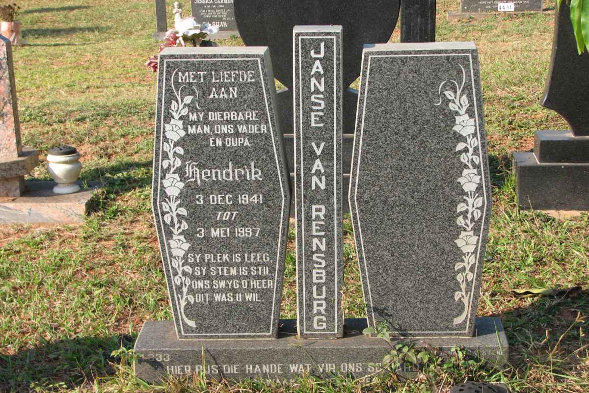 RENSBURG Hendrik, Janse van 1941-1997