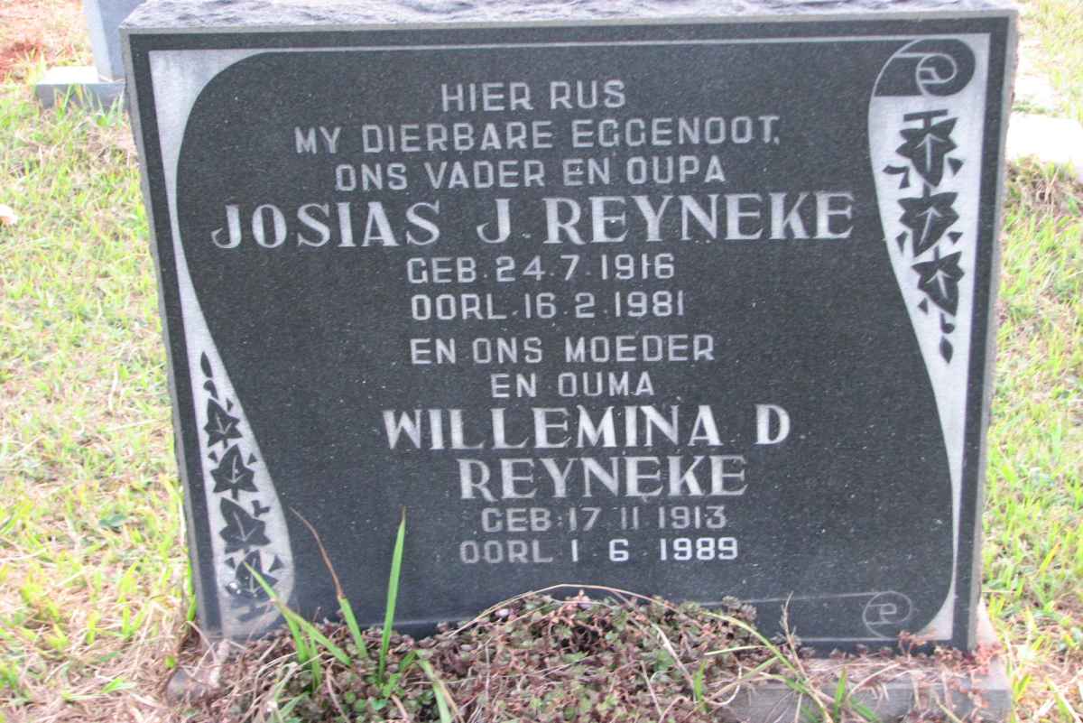 REYNEKE Josias J. 1916-1981 &amp; Willemina D. 1913-1989