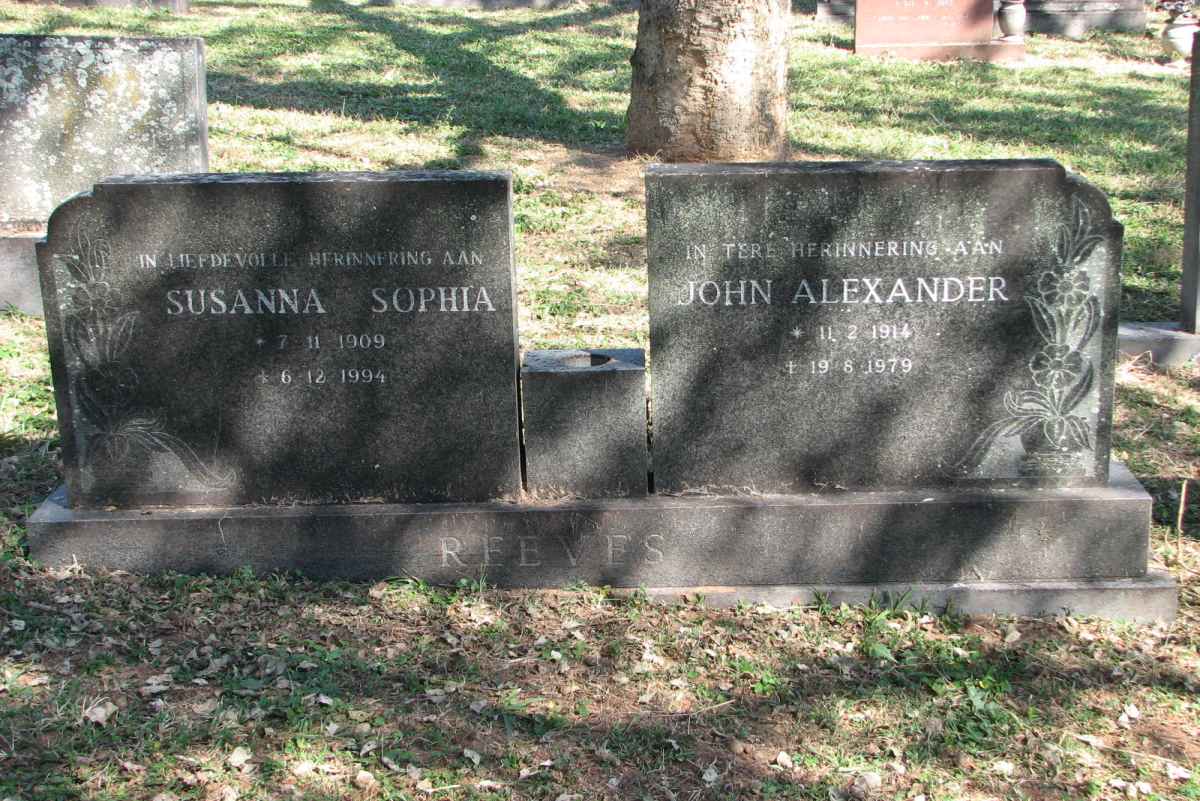 REEVES John Alexander 1914-1979 &amp; Susanna Sophia 1909-1994
