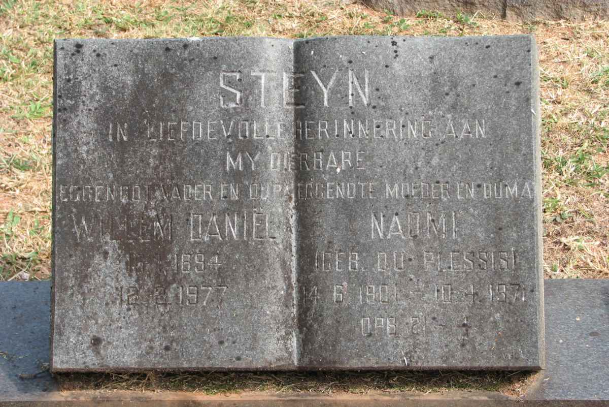 STEYN Willem Daniel 1894-1977 &amp; Naomi DU PLESSIS 1901-1971
