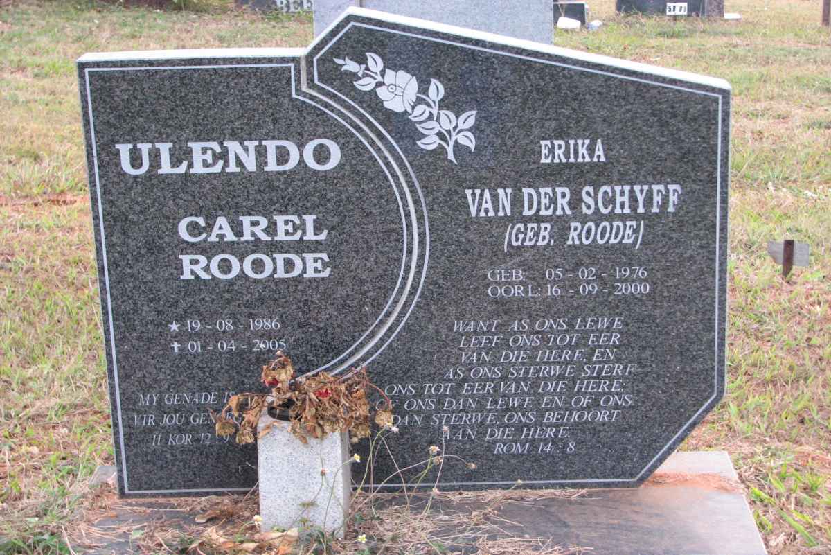 SCHYFF Erika, van der nee ROODE 1976-2000 :: ULENDO Carel Roode 1986-2005