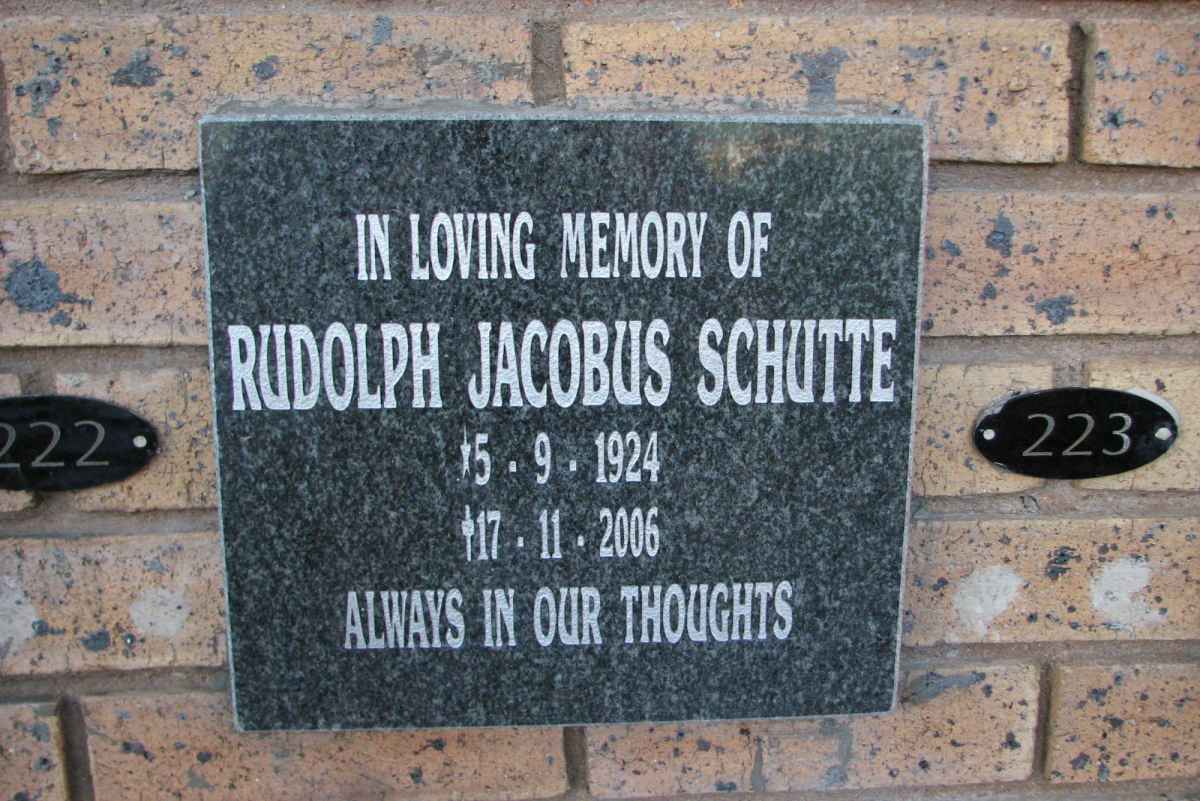 SCHUTTE Rudolph Jacobus 1924-2006