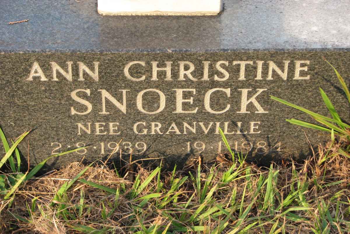 SNOECK Ann Christine nee GRANVILLE 1939-1984