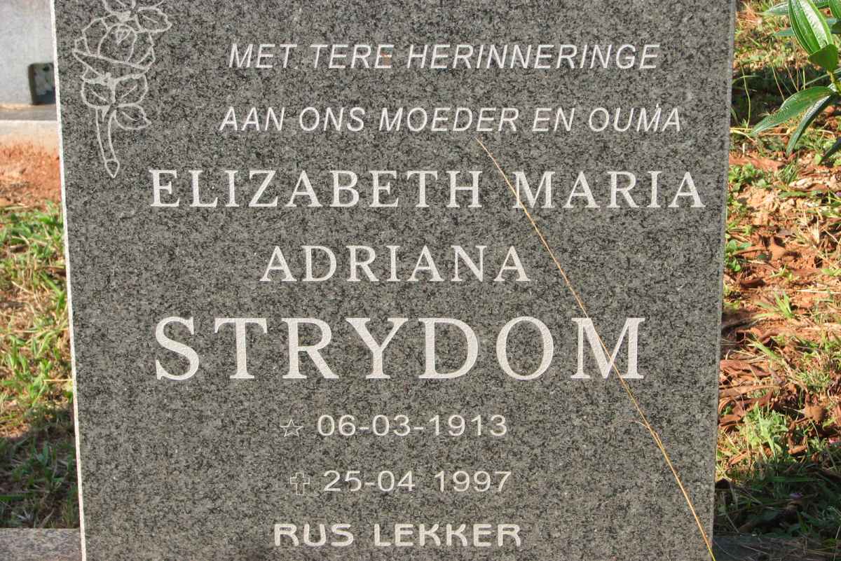 STRYDOM Elizabeth Maria Adriana 1913-1997