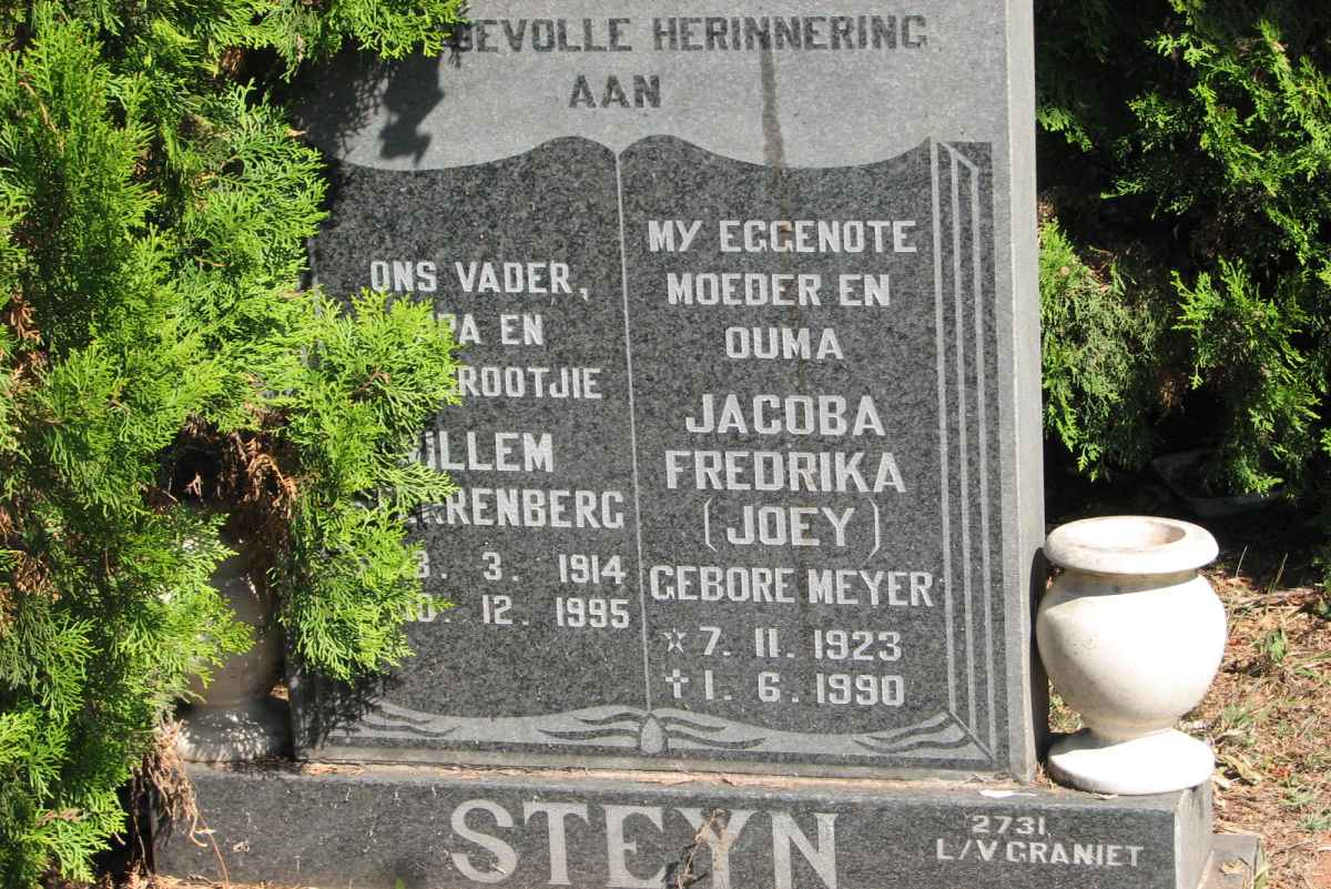 STEYN Willem Sterrenberg 1914-1995 &amp; Jacoba Fredrika MEYER 1923-1990